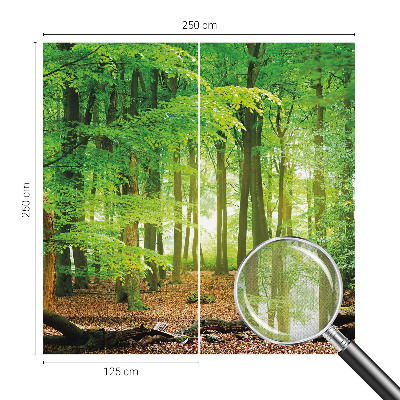 Peel and stick wallpaper mural with a green forest design