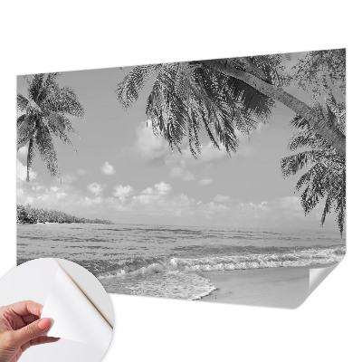 Self-adhesive wall mural with a tropical paradise design