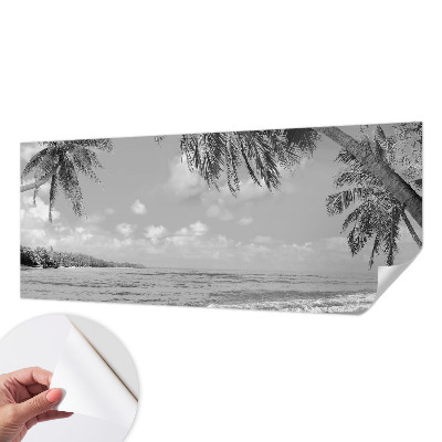 Self-adhesive wall mural with a tropical paradise design