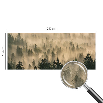 Peel and stick wall mural for living room with a forest fog scene