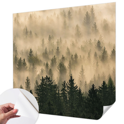 Peel and stick wall mural for living room Forest fog