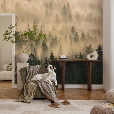 Peel and stick wall mural for living room Forest fog