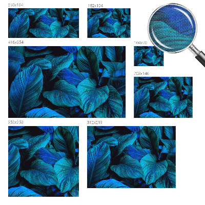 Stick-on wall mural with a blue leaves pattern