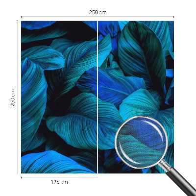 Stick-on wall mural Blue leaves