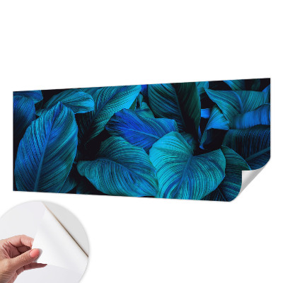Stick-on wall mural Blue leaves