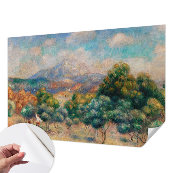 Peel and stick wall mural for bedroom featuring a mountain landscape