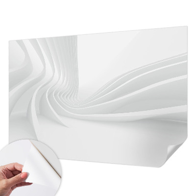 Removable wall mural with a fluid lines design
