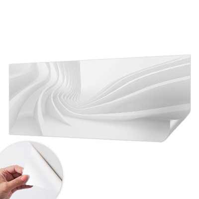 Removable wall mural with a fluid lines design
