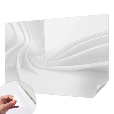 Removable wall mural with a fluid lines design