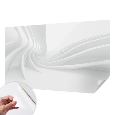 Removable wall mural with a fluid lines design