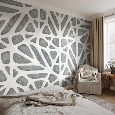 Peel and stick wall mural for kids' room with a geometric network design