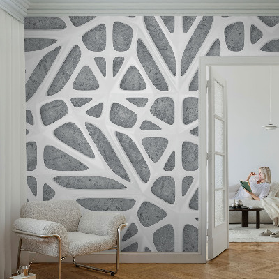 Peel and stick wall mural for kids' room with a geometric network design