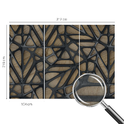 Children's wall mural with a wooden net motif