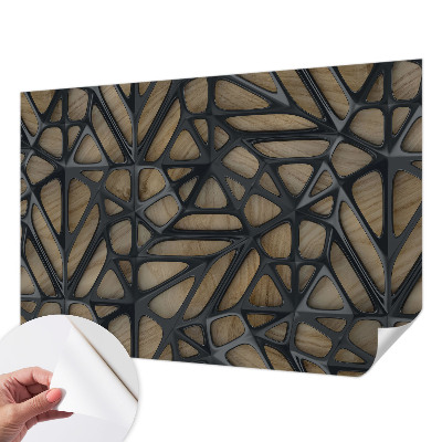 Children's wall mural with a wooden net motif