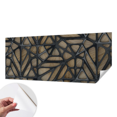 Children's wall mural with a wooden net motif