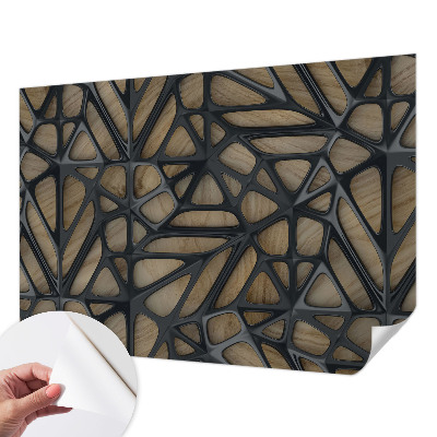 Children's wall mural with a wooden net motif
