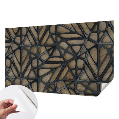 Children's wall mural with a wooden net motif