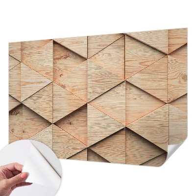 3D photo wallpaper mural with a wooden mosaic design