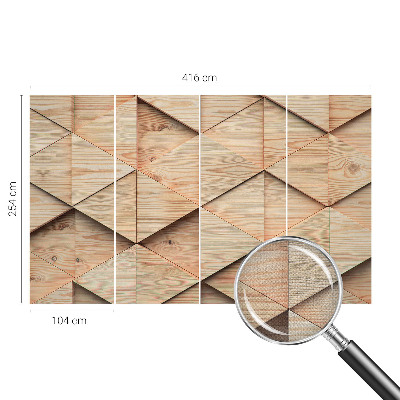 3D photo wallpaper mural with a wooden mosaic design