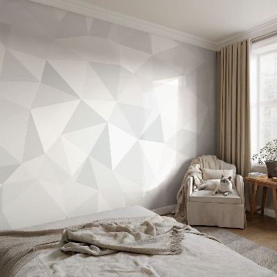 3D wall mural with a triangular mosaic design