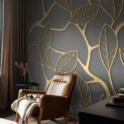 Peel and stick wallpaper mural with an elegant leaves design