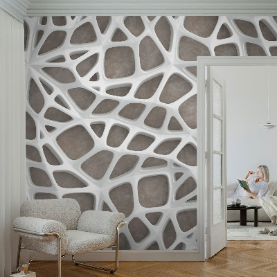 Removable wall mural with a geometric network pattern