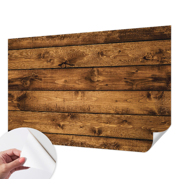 Removable wall mural wallpaper with a wooden boards design