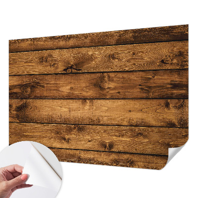 Removable wall mural wallpaper with a wooden boards design