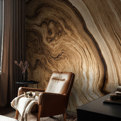 Peel and stick wall mural for living room with a natural wood grain finish