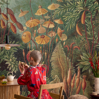 Peel and stick wall mural for kids' room with an exotic garden design