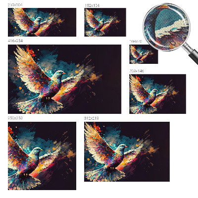 3D wall mural with a colorful bird motif