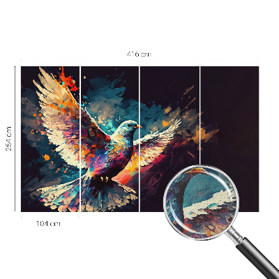3D wall mural with a colorful bird motif
