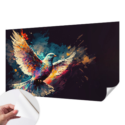 3D wall mural with a colorful bird motif