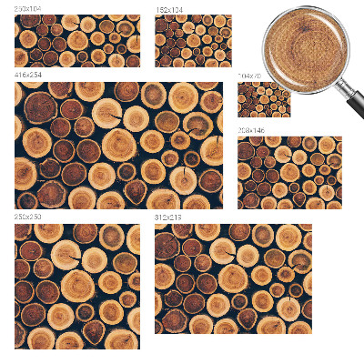 3D photo wallpaper mural with a wooden circles design