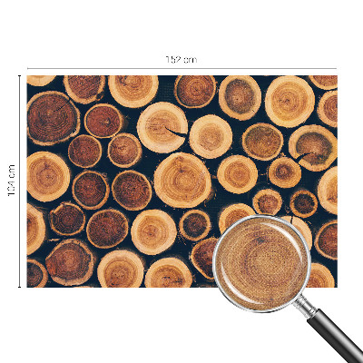 3D photo wallpaper mural with a wooden circles design