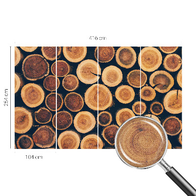 3D photo wallpaper mural with a wooden circles design