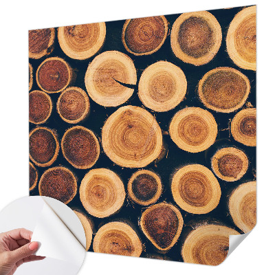 3D photo wallpaper mural with a wooden circles design