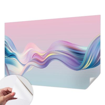 Children's wall mural with colorful wave design