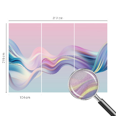 Children's wall mural with colorful wave design