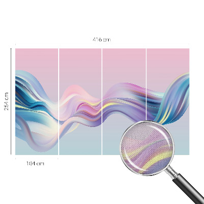 Children's wall mural with colorful wave design