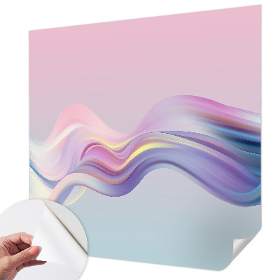 Children's wall mural with colorful wave design