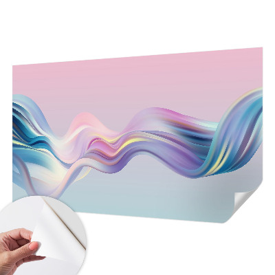 Children's wall mural with colorful wave design