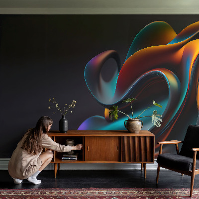 Baby room wall mural with a colorful swirl design
