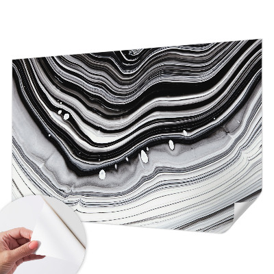 Self-adhesive wall mural with an optical waves design