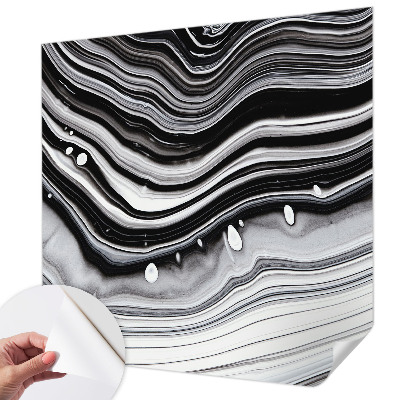 Self-adhesive wall mural with an optical waves design