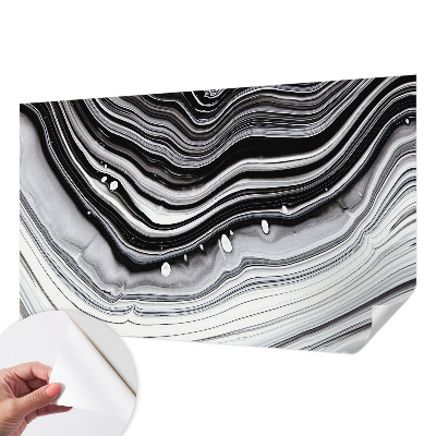 Self-adhesive wall mural with an optical waves design