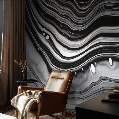Self-adhesive wall mural with an optical waves design