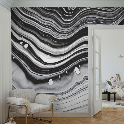 Self-adhesive wall mural with an optical waves design