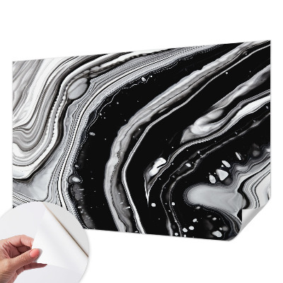 Stick-on wall mural with a monochromatic waves design