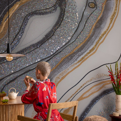 Self-adhesive photo wallpaper with a stone waves design